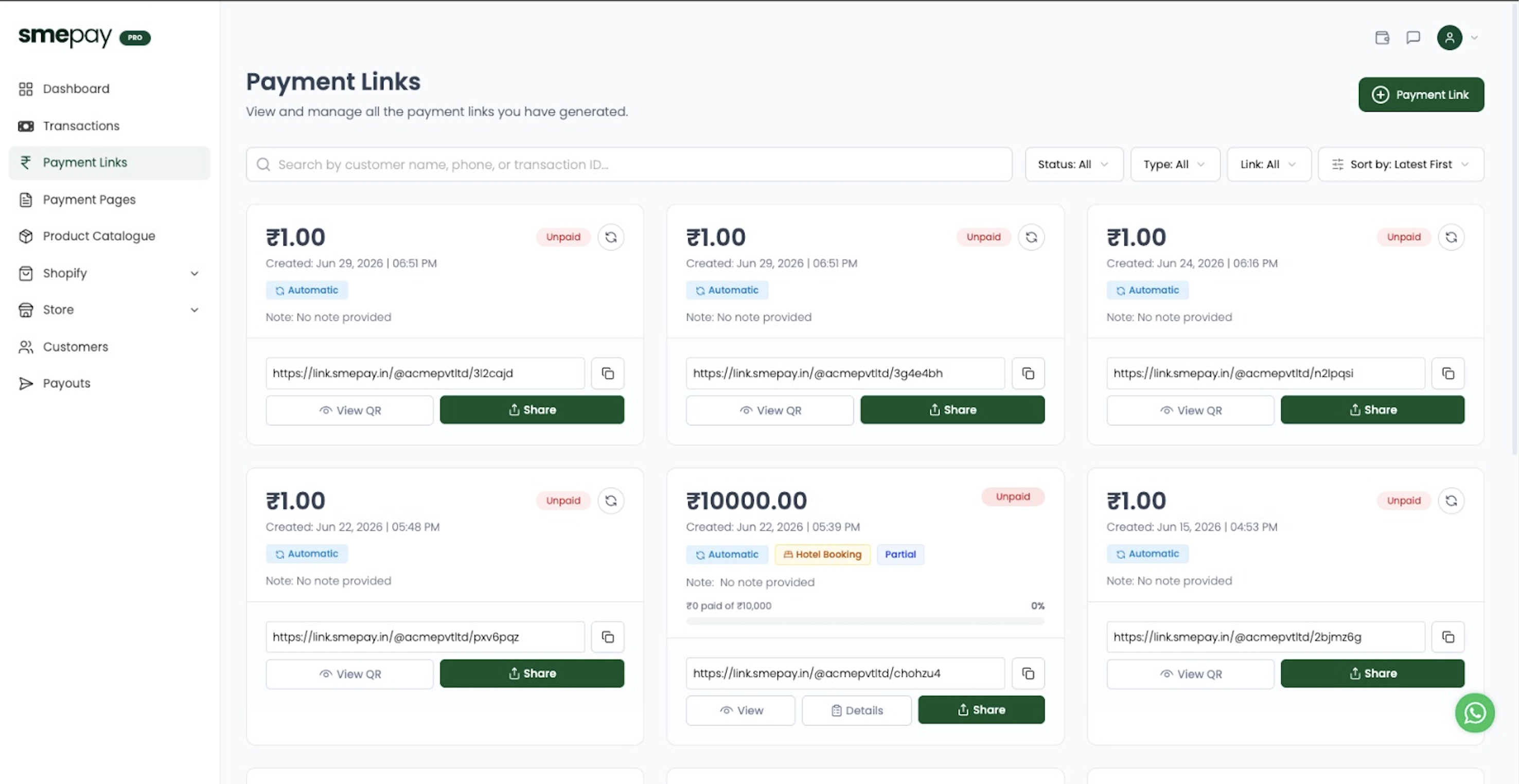 Tracking Payment Links