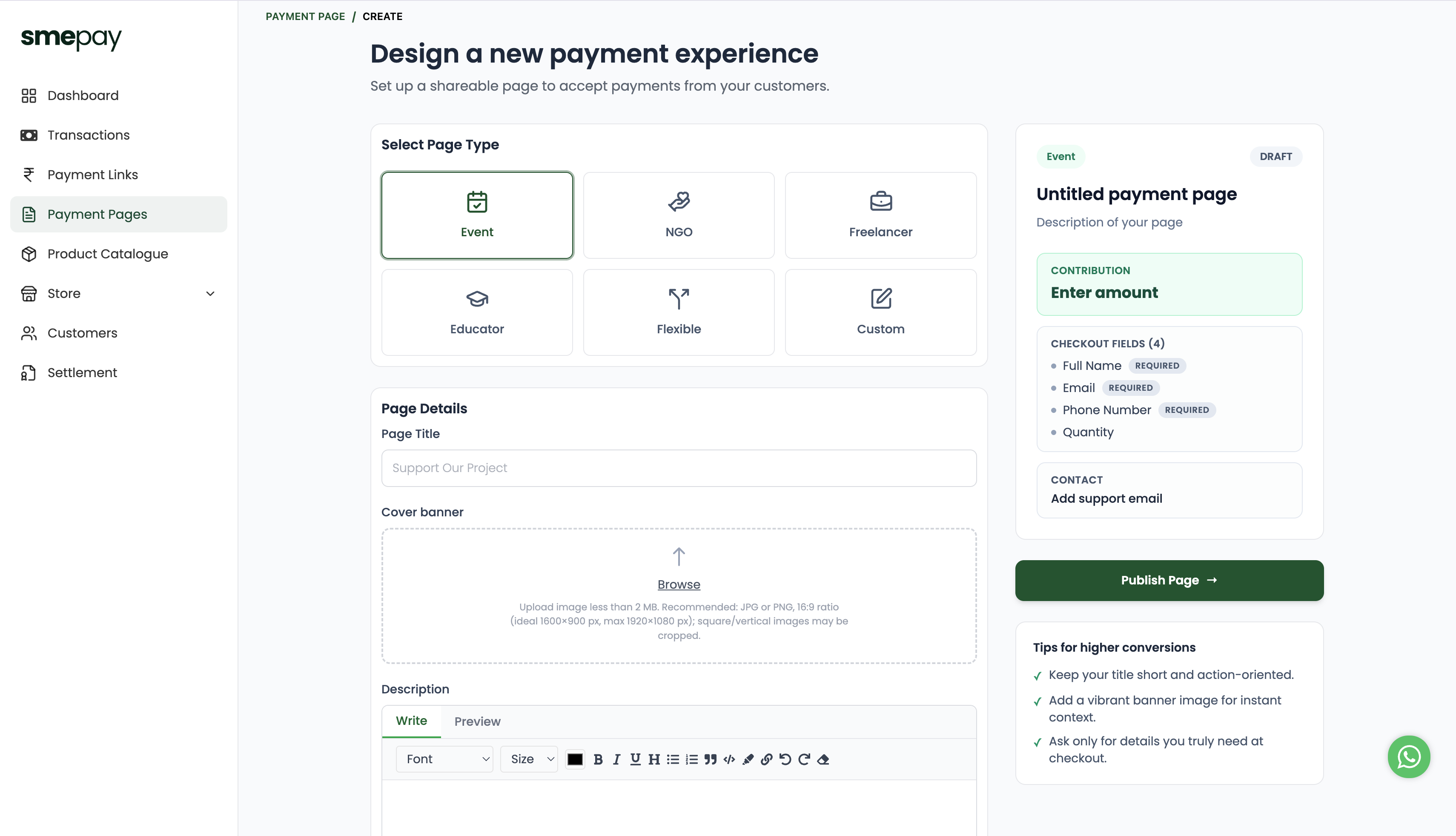 Create Payment Page