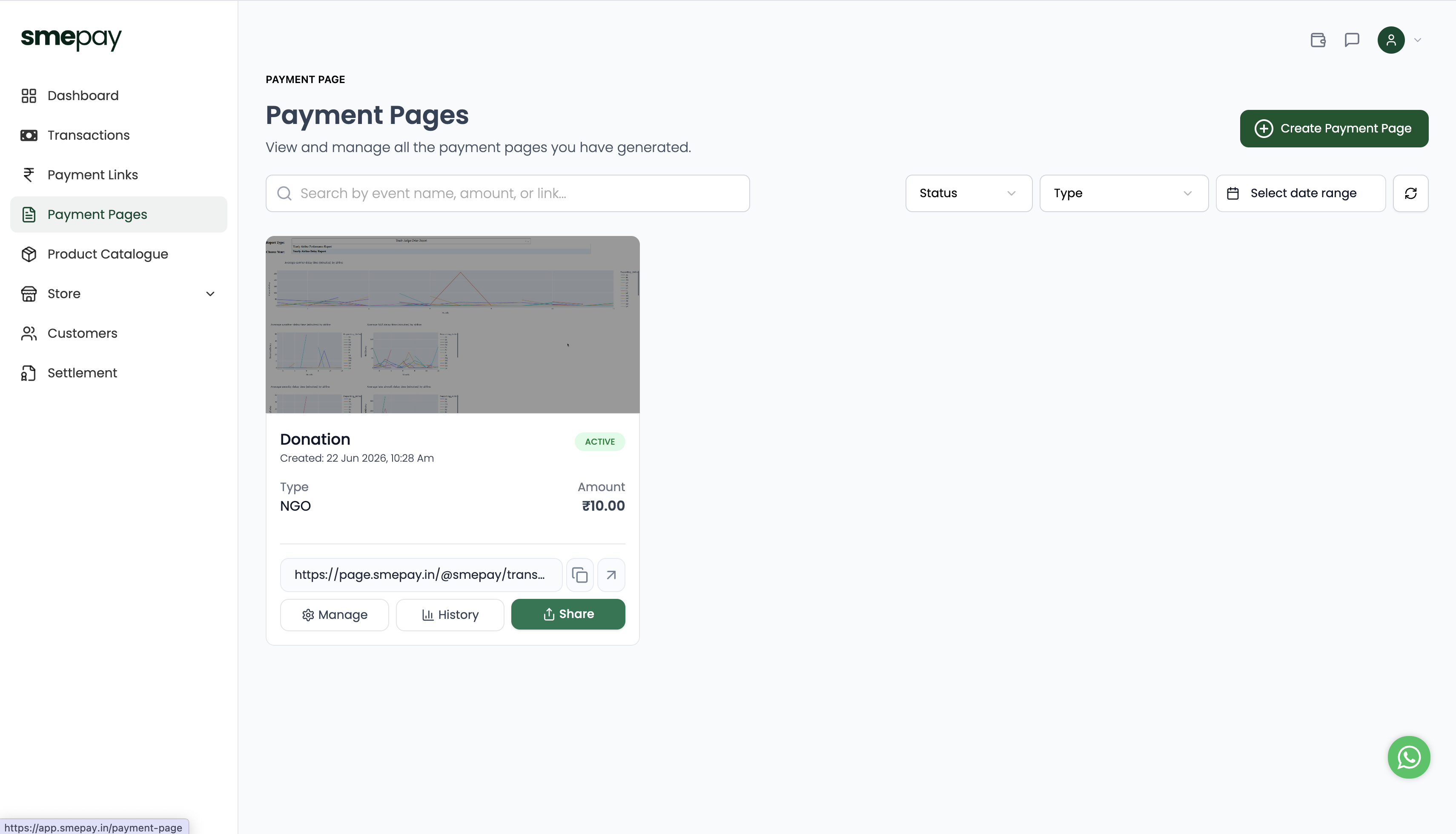 Payment Pages Dashboard