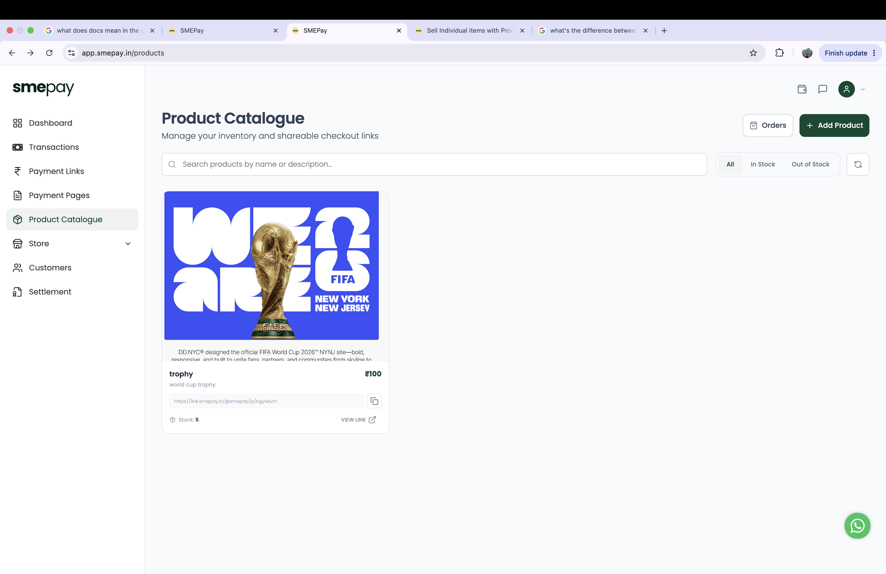 Product Catalogue Dashboard