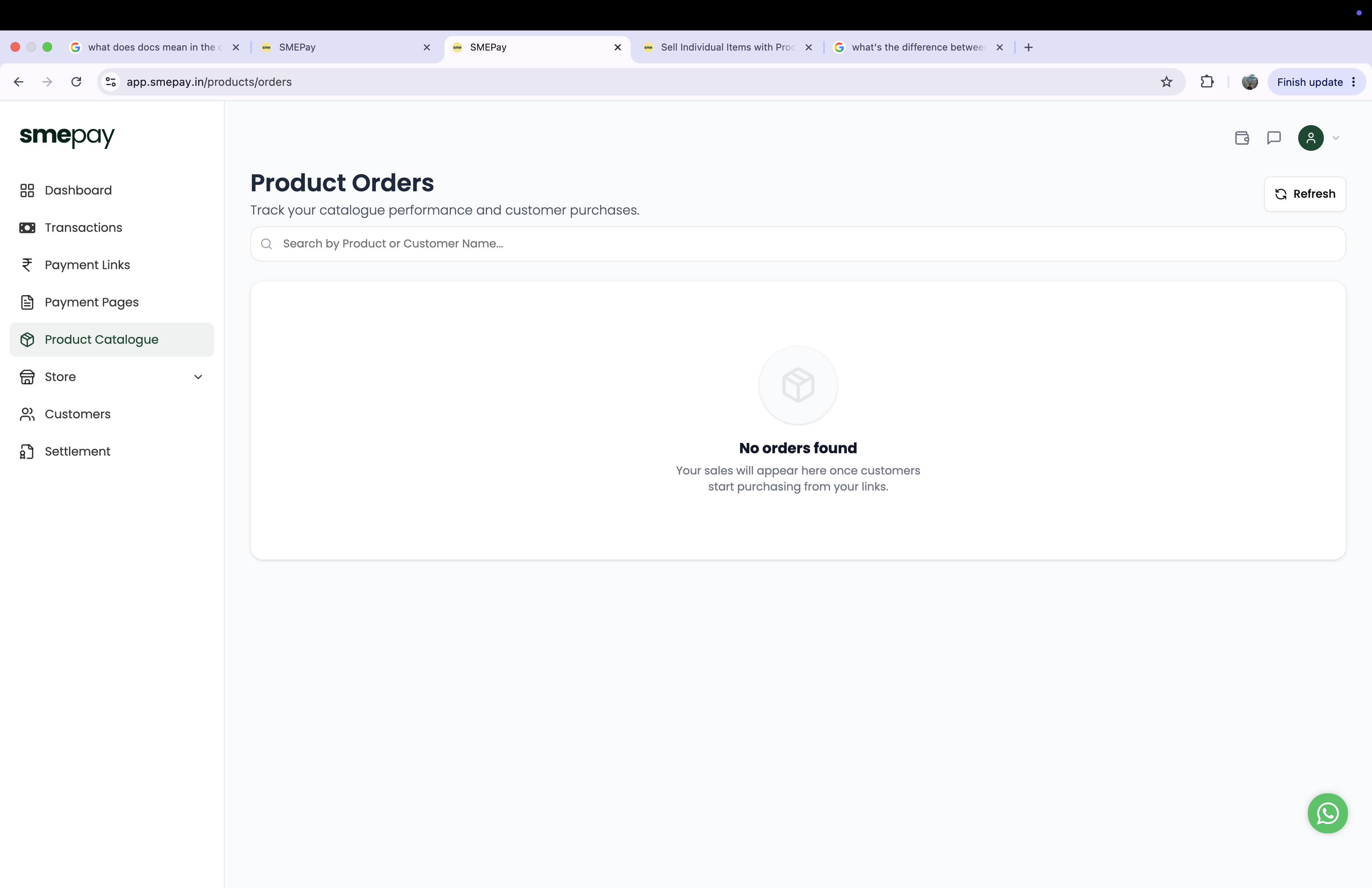 Product Orders Dashboard